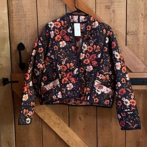 NWT SIMPLY SOUTHERN Reversible Fall Quilted Jacket Black Orange Size Large